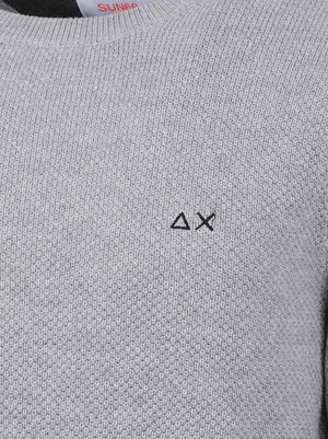 MAGLIONE GIROCOLLO UOMO RICE KNITWAY - SUN68 <BR/> K46134 06 Grigio chiaro SUN68
