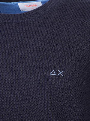 MAGLIONE GIROCOLLO UOMO RICE KNITWAY - SUN68 K46134 07 NAVY BLUE SUN68