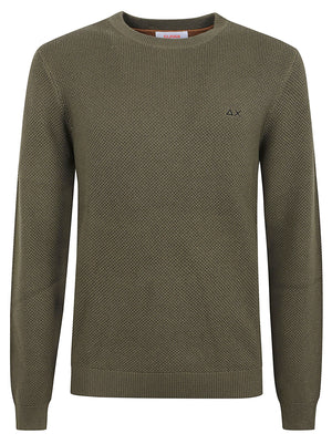 MAGLIONE GIROCOLLO UOMO RICE KNITWAY - SUN68 <BR/> K46134 74 MILITARE SCURO SUN68