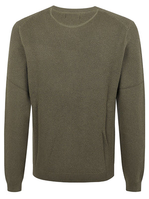 MAGLIONE GIROCOLLO UOMO RICE KNITWAY - SUN68 <BR/> K46134 74 MILITARE SCURO SUN68