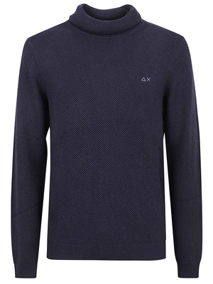 MAGLIONE UOMO A COLLO ALTO RICE KNITWAY - SUN68 K46135 07 NAVY BLUE SUN68