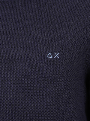 MAGLIONE UOMO A COLLO ALTO RICE KNITWAY - SUN68 K46135 07 NAVY BLUE SUN68