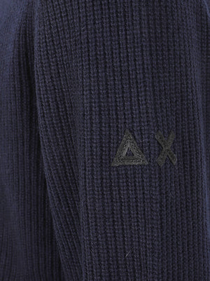 MAGLIONE UOMO MEZZA ZIP ENGLISH RIB - SUN68 K46147 07 NAVY BLUE SUN68