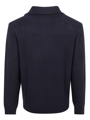 MAGLIONE UOMO MEZZA ZIP ENGLISH RIB - SUN68 K46147 07 NAVY BLUE SUN68