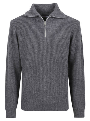 MAGLIONE UOMO MEZZA ZIP ENGLISH RIB - SUN68 K46147 47 Grigio scuro SUN68