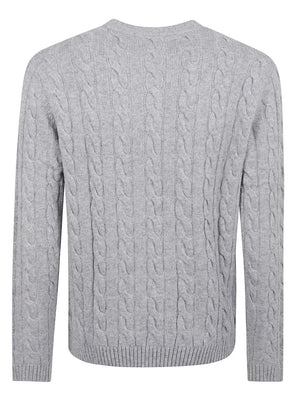 MAGLIONE GIROCOLLO UOMO CABLE KNIT - SUN68 K46150 06 Grigio chiaro SUN68