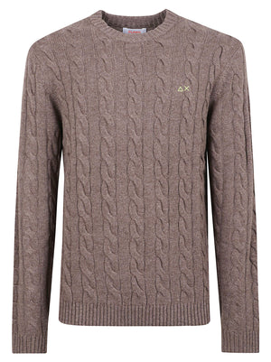MAGLIONE GIROCOLLO UOMO CABLE KNIT - SUN68 K46150 66 Tortora SUN68
