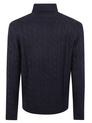 MAGLIONE UOMO A COLLO ALTO CABLE KNIT - SUN68 K46151 07 NAVY BLUE SUN68