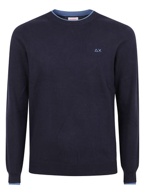 MAGLIONE GIROCOLLO UOMO DOUBLE RIB - SUN68 K46159 07 NAVY BLUE SUN68