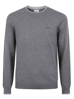MAGLIONE GIROCOLLO UOMO DOUBLE RIB - SUN68 K46159 47 Grigio scuro SUN68