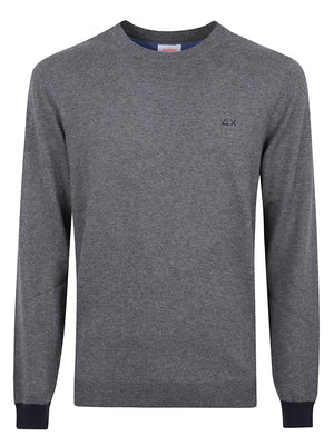 MAGLIONE GIROCOLLO UOMO ENGLISH RIB - SUN68 K46160 47 Grigio scuro SUN68