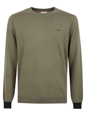 MAGLIONE GIROCOLLO UOMO ELBOW CONTRAST - SUN68<BR/> K46160 74 MILITARE SCURO SUN68