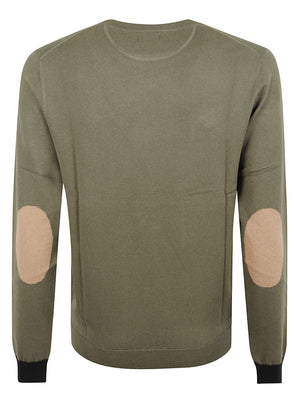 MAGLIONE GIROCOLLO UOMO ELBOW CONTRAST - SUN68<BR/> K46160 74 MILITARE SCURO SUN68