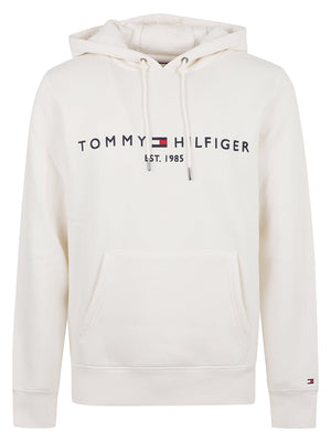 FELPA UOMO CON CAPPUCCIO TOMMY LOGO HOODY - TOMMY HILFIGER <BR/> MW0MW11599 Z00 IVORY PETAL TOMMY 1 LINEA