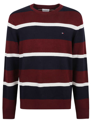 MAGLIONE UOMO GIROCOLLO PIMA ORG CTN CASHMERE - TOMMY HILFIGER<BR/> MW0MW28046 0A7 BURGUNDY-NAVY TOMMY 1 LINEA
