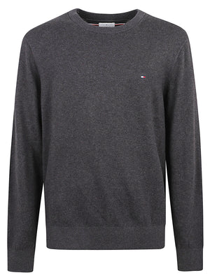 MAGLIONE UOMO GIROCOLLO PIMA ORG CTN CASHMERE - TOMMY HILFIGER MW0MW28046 P92 DARK GREY HEATHER TOMMY 1 LINEA