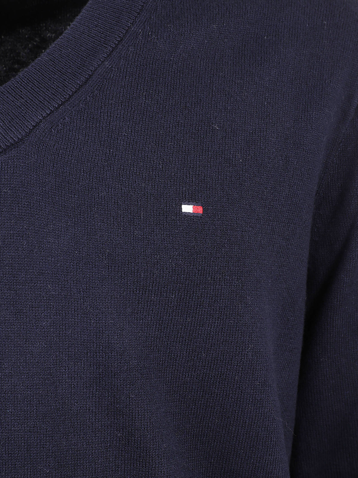 MAGLIONE UOMO SCOLLO A V PIMA ORG CTN CASHMERE - TOMMY HILFIGER MW0MW28047 DW5 NAVY BLUE TOMMY 1 LINEA