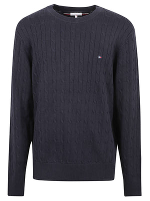 MAGLIONE UOMO GIROCOLLO CLASSIC COTTON - TOMMY HILFIGER<BR/> MW0MW33132 DW5 NAVY BLUE TOMMY 1 LINEA
