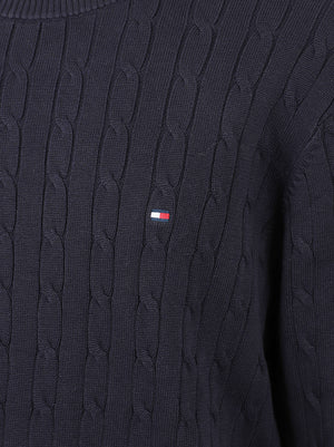 MAGLIONE UOMO GIROCOLLO CLASSIC COTTON - TOMMY HILFIGER<BR/> MW0MW33132 DW5 NAVY BLUE TOMMY 1 LINEA