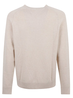 MAGLIONE GIROCOLLO UOMO LAMBSWOOL CREW NECK - TOMMY HILFIGER<BR/> MW0MW36535 HGF HEATHERED OATMILK TOMMY 1 LINEA