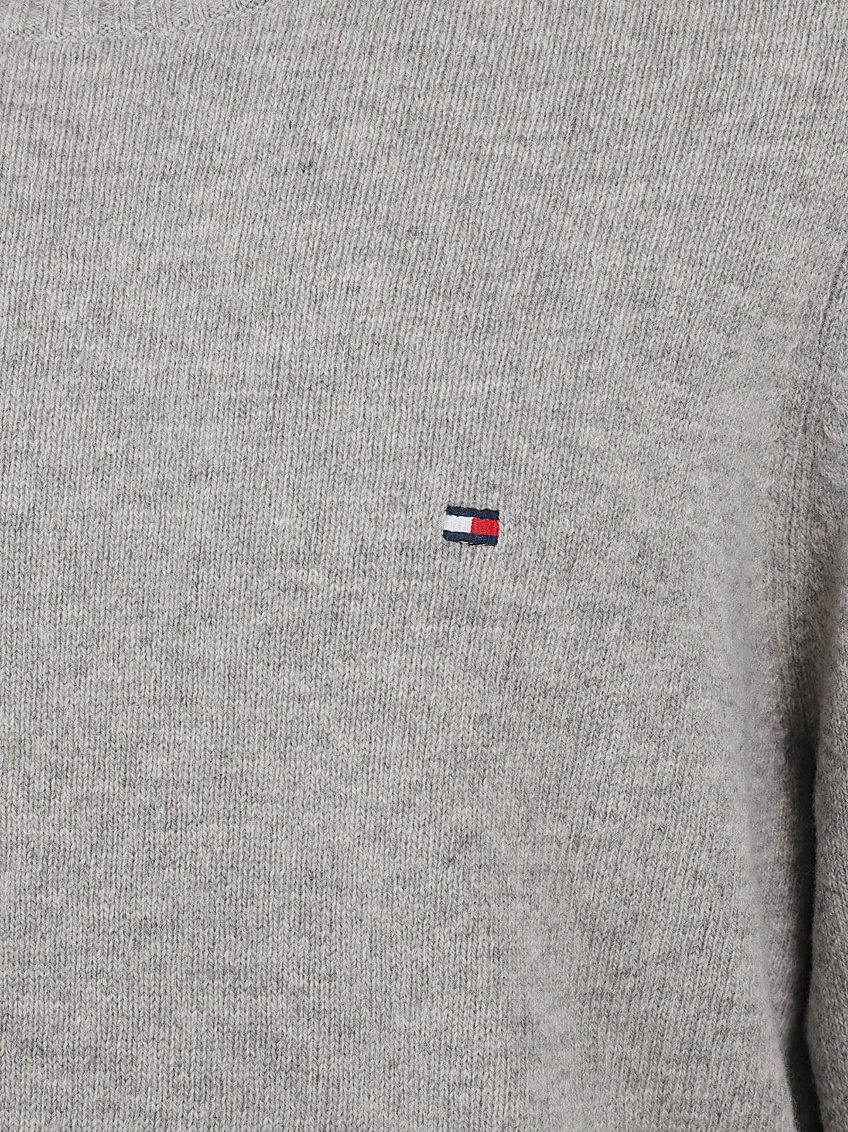 MAGLIONE GIROCOLLO UOMO LAMBSWOOL CREW NECK - TOMMY HILFIGER<BR/> MW0MW36535 P61 Light Grey Heather TOMMY 1 LINEA