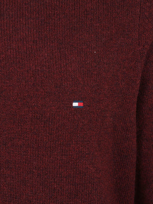 MAGLIONE GIROCOLLO UOMO LAMBSWOOL CREW NECK - TOMMY HILFIGER MW0MW36535 TVY BURGUNDY HEATHER TOMMY 1 LINEA