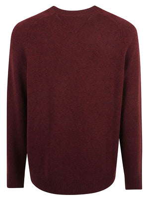 MAGLIONE GIROCOLLO UOMO LAMBSWOOL CREW NECK - TOMMY HILFIGER MW0MW36535 TVY BURGUNDY HEATHER TOMMY 1 LINEA