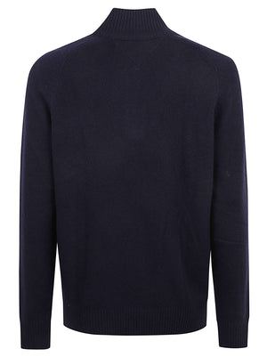 MAGLIONE UOMO CON CERNIERA LAMBSWOOL ZIP MOCK - TOMMY HILFIGER<BR/> MW0MW36536 DW5 NAVY BLUE TOMMY 1 LINEA