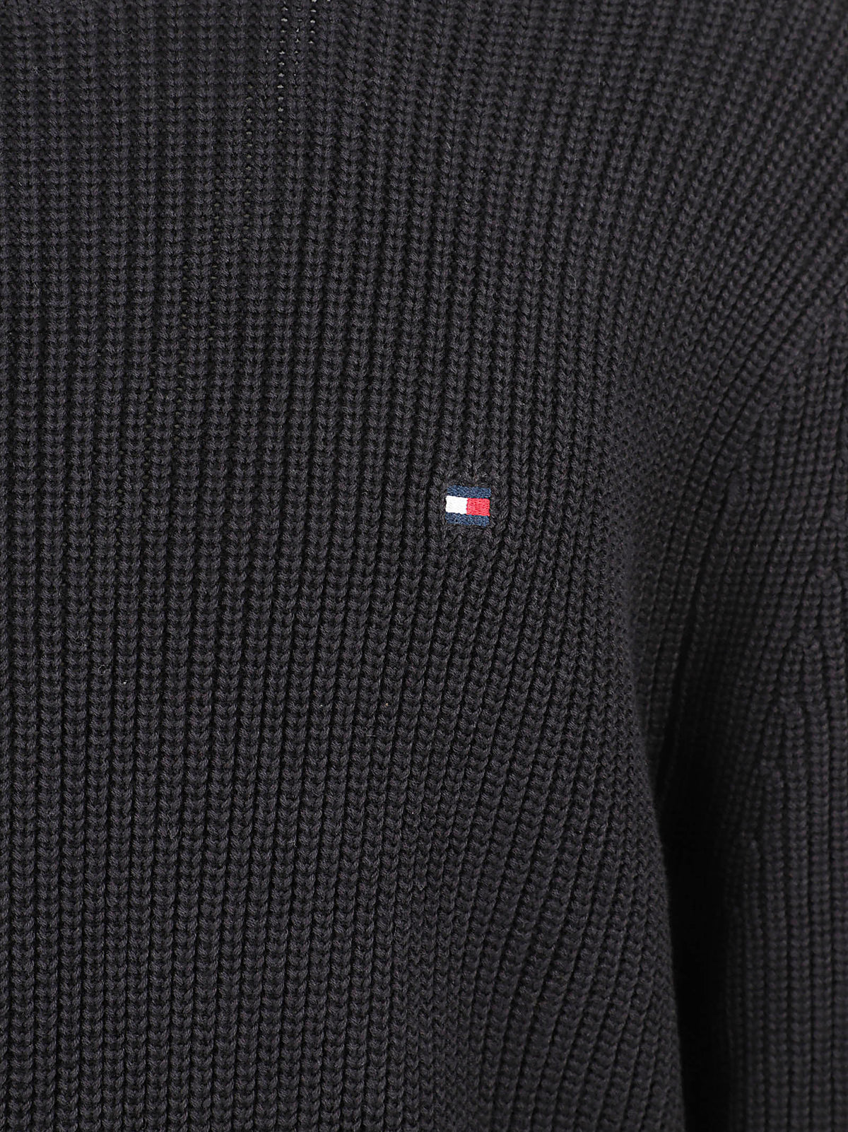 MAGLIONE GIROCOLLO UOMO RWB RIB CREW NECK - TOMMY HILFIGER<BR/> MW0MW41516 BDS Black TOMMY 1 LINEA