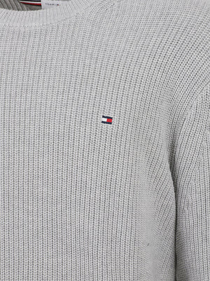MAGLIONE GIROCOLLO UOMO RWB RIB CREW NECK - TOMMY HILFIGER MW0MW41516 P01 Light Grey Heather TOMMY 1 LINEA