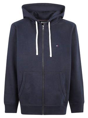 FELPA UOMO CON CAPPUCCIO ESSENTIAL FLEECE HOODED REG ZT - TOMMY HILFIGER<BR/> MW0MW44931 DW5 NAVY BLUE TOMMY 1 LINEA