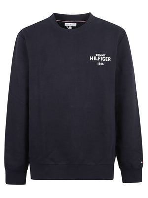 FELPA UOMO GIROCOLLO HILFIGER 1985 REF TERRY CREW - TOMMY HILFIGER<BR/> MW0MW44938 DW5 NAVY BLUE TOMMY 1 LINEA