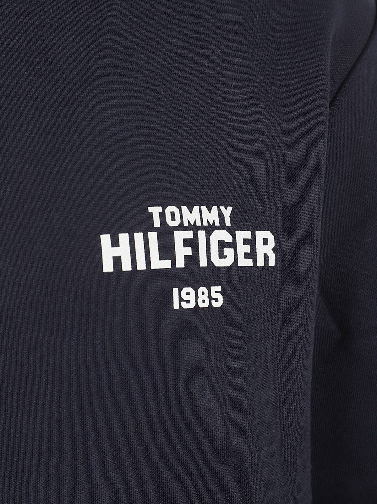 FELPA UOMO GIROCOLLO HILFIGER 1985 REF TERRY CREW - TOMMY HILFIGER<BR/> MW0MW44938 DW5 NAVY BLUE TOMMY 1 LINEA