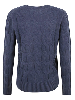MAGLIONE GIROCOLLO DONNA SOFT WOOL CABLE C-NK LS - TOMMY HILFIGER<BR/> WW0WW43586 C1G DARK BLUE TOMMY 1 LINEA