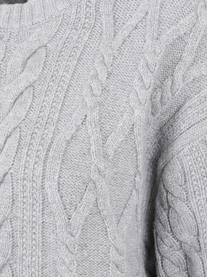 MAGLIONE GIROCOLLO DONNA TXTRL CABLE DRESSING C-NK - TOMMY HILFIGER <BR/> WW0WW51396 P7D MEDIUM GREY HEATHER TOMMY 1 LINEA
