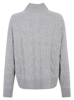 MAGLIONE DONNA A COLLO ALTO SOFT WOOL CABLE MK-NK HENLEY - TOMMY HILFIGER WW0WW52189 P7D MEDIUM GREY HEATHER TOMMY 1 LINEA