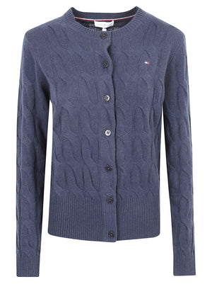 MAGLIONE CARDIGAN DONNA SOFT WOOL - TOMMY HILFIGER WW0WW52191 C1G DARK BLUE TOMMY 1 LINEA