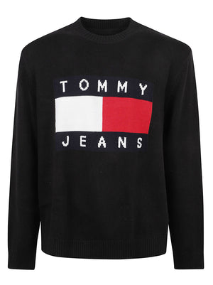 MAGLIONE UOMO GIROCOLLO REG FLAG - TOMMY JEANS<BR/> DM0DM23413 BDS Black TOMMY HILFIGER