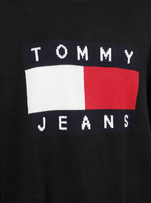 MAGLIONE UOMO GIROCOLLO REG FLAG - TOMMY JEANS<BR/> DM0DM23413 BDS Black TOMMY HILFIGER