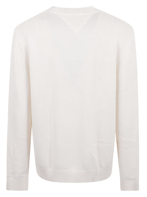 MAGLIONE UOMO GIROCOLLO REG FLAG - TOMMY JEANS<BR/> DM0DM23413 YBH ANCIENT WHITE TOMMY HILFIGER