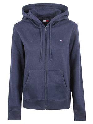 FELPA DONNA CON CAPPUCCIO TJW REG S FLAG ZIP - TOMMY JEANS DW0DW19729 C1G DARK BLUE TOMMY HILFIGER