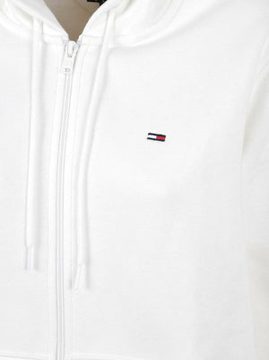 FELPA DONNA CON CAPPUCCIO TJW REG S FLAG ZIP - TOMMY JEANS<BR/> DW0DW19729 YBL Ecru TOMMY HILFIGER