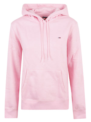FELPA DONNA CON CAPPUCCIO TJW REG S FLAG - TOMMY JEANS<BR/> DW0DW19958 TPF PINK SUGAR TOMMY HILFIGER