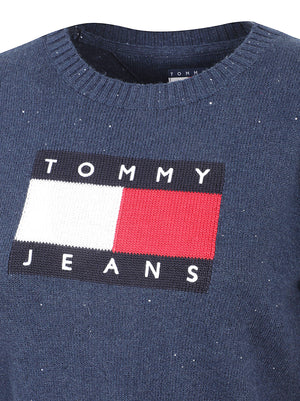 MAGLIONE GIROCOLLO DONNA TJW SPARKLE FLAG - TOMMY JEANS DW0DW21690 C1G DARK BLUE TOMMY HILFIGER