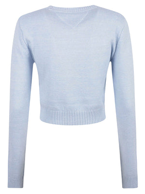 MAGLIONE GIROCOLLO DONNA TJW SPARKLE FLAG - TOMMY JEANS DW0DW21690 C1N SHEER BLUE TOMMY HILFIGER