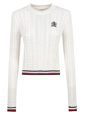 MAGLIONE GIROCOLLO DONNA TJW RWB TIPPING - TOMMY JEANS DW0DW22933 YBH ANCIENT WHITE TOMMY HILFIGER