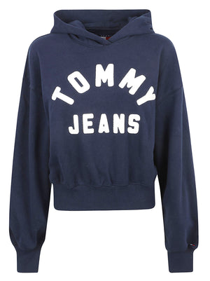 FELPA DONNA CON CAPPUCCIO TJW OVS SH TOMMY ARCH - TOMMY JEANS DW0DW23455 C1G DARK BLUE TOMMY HILFIGER