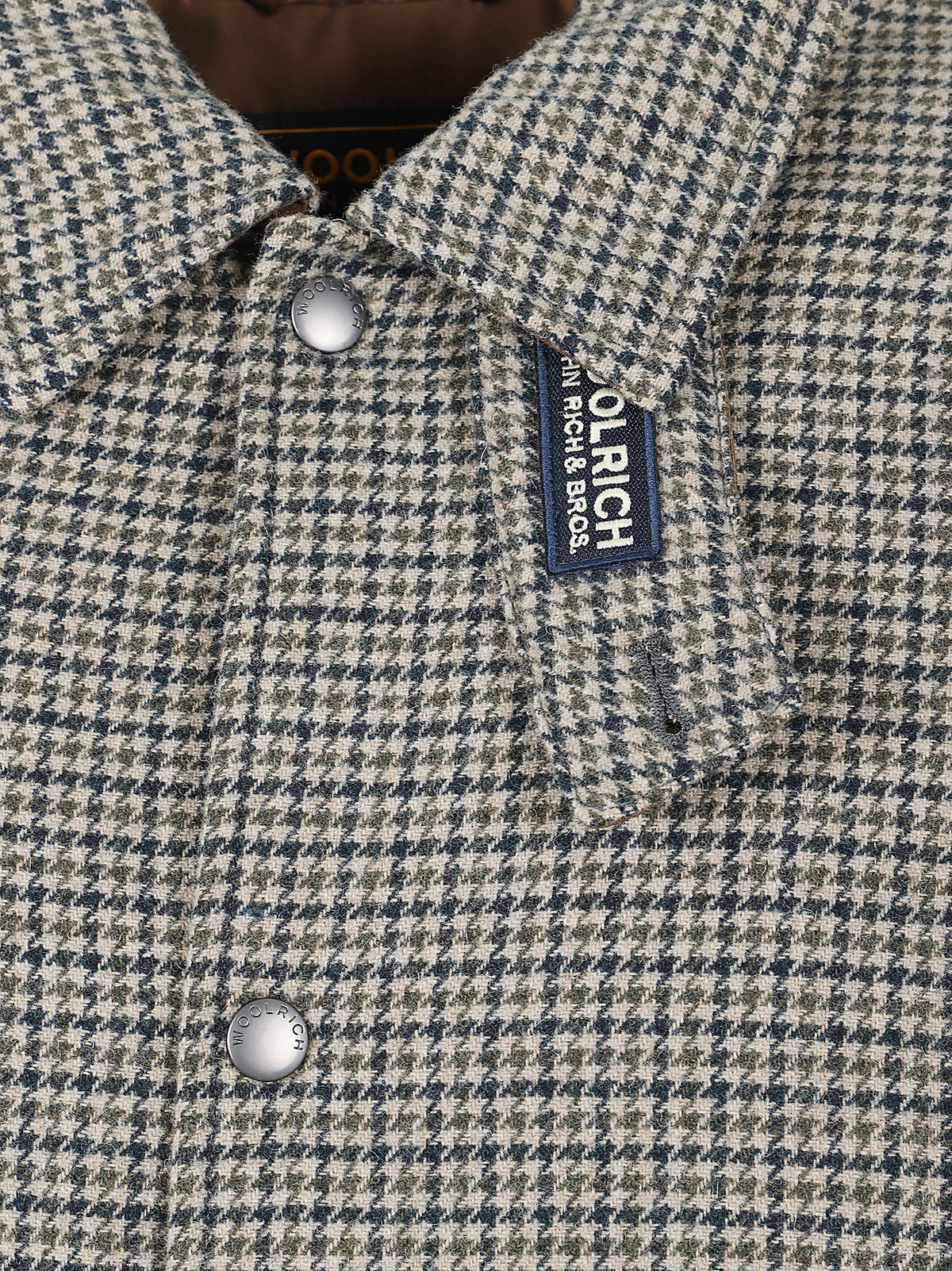 GIACCA A CAMICIA UOMO WOOL CHECK KEATING - WOOLRICH CFWOOS2066MRUT3046 7387 BROWN PIED DE POUL WOOLRICH