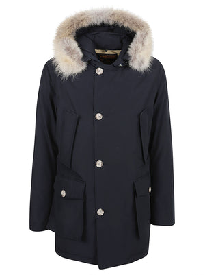 GIACCA UOMO CON CAPPUCCIO ARTIC PELLICCIA - WOOLRICH CFWOOU0482MBUT0001 MLB MELTON BLUE WOOLRICH