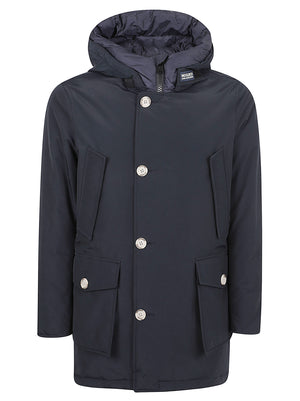 GIACCA UOMO CON CAPPUCCIO ARTIC - WOOLRICH CFWOOU0483MBUT0001 MLB MELTON BLUE WOOLRICH